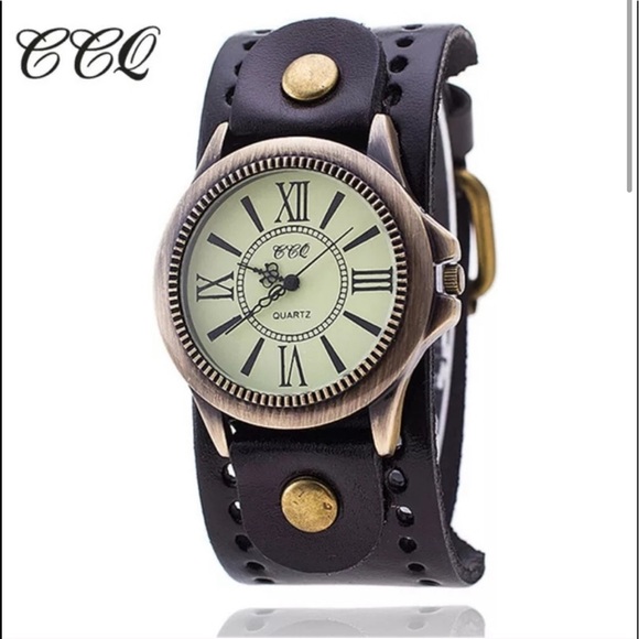 High Quality Vintage Leather Bracelet Watch Antiqu - Picture 4 of 5